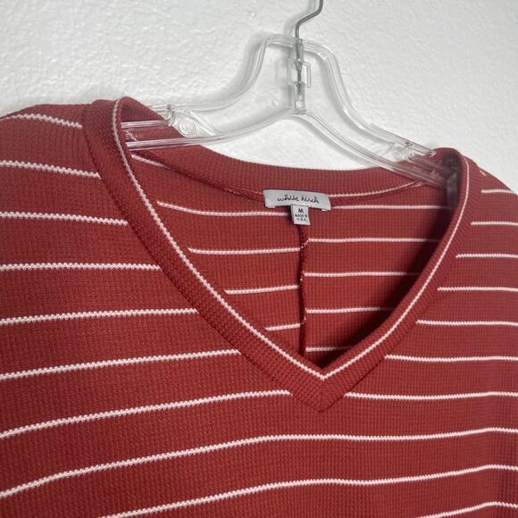 White Birch Womens Top Size M Burnt Orange Striped V-Neck Long Sleeve - Picture 11 of 16